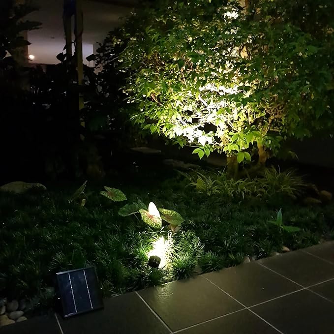 Solar Outdoor Spotlight Legacy 50X 4PK, Garden Landscape Yard Pathway Light, IP65 Waterproof, Warm White LED, Black Finish