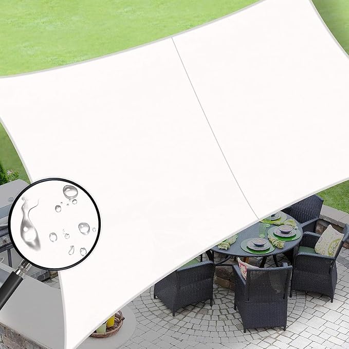 LOVE STORY Rectangle 9'x10' Waterproof Sun Shade Sail Canopy UV Block for Outdoor Patio Backyard Carport,White(We Make Custom Size)
