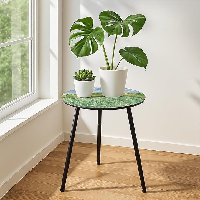 Outdoor Side Table 2 pcs Patio Side Tables for Outside End Tables Small Outdoor Table Round Patio End Table Modern Metal Side Table Outside, Patio, Indoor, Bedroom, Living Room, Small Spaces