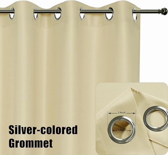 BONZER Waterproof Indoor/Outdoor Curtains for Patio Thick Privacy Grommet Curtains for Bedroom, Living Room, Porch, Pergola, Cabana, 1 Panel, 84W x 95L inch, Cream