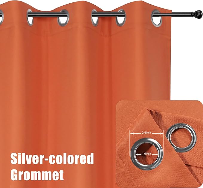 BONZER Outdoor Curtains for Patio Water Resistant Heavy Privacy Light Filtering Grommet Outside Curtains for Porch, Pergola, Gazebo, 1 Panel, 84W x 95L inch, Mecca Orange