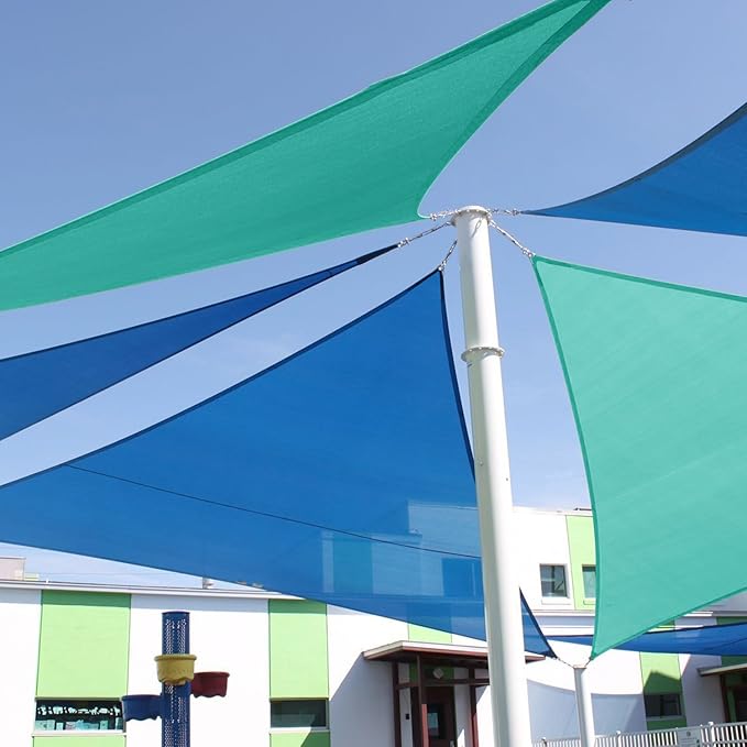 E&K Sunrise 8' x 8' x 8' Sun Shade Sail Triangle Canopy Shade Cover UV Block for Patio Backyard Garden Outdoor (Blue)
