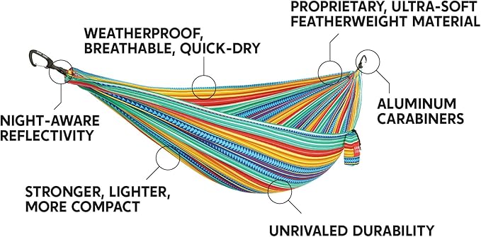 GRAND TRUNK TrunkTech Double Hammock | Ultra-Strong & Lightweight | 11 ft Hammock with Ripstop Nylon | 500 lb Capacity | Fast-Drying & Weather-Resistant | Heritage