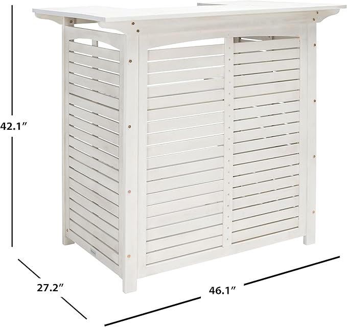 SAFAVIEH Outdoor Collection Monterey White Wash 3-Shelf Patio Bar Table