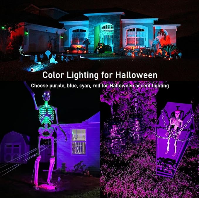 TOVEENEN Color LED Outdoor Landscape Spotlight - 120V 12W Waterproof Spot Lights for Christmas Halloween Yard House, 2 Pack
