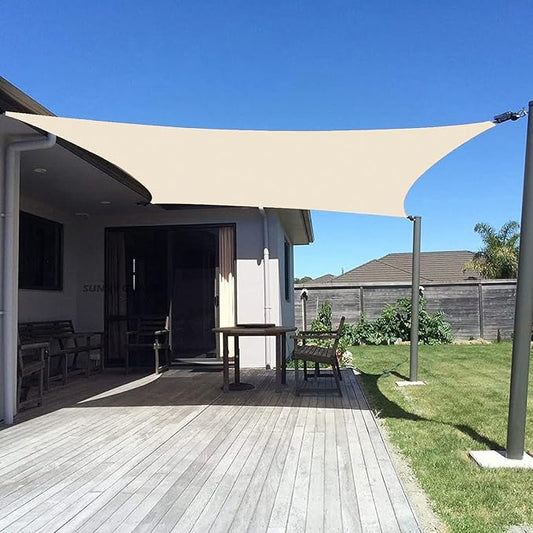 SUNNY GUARD Custom Size 13'x30' Rectangle Butter Cream UV Block Sunshade for Backyard Yard Deck Patio Garden Outdoor Activities and Facility(Customized)