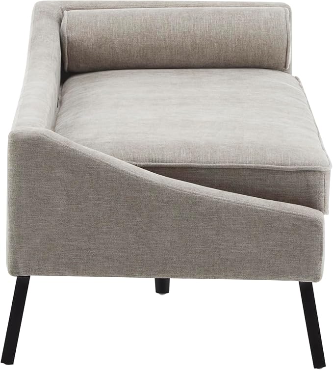 Christopher Knight Home Cagle Upholstered Loveseat Sofa with Splayed Legs, Birch Wood Frame Lounge Chair, Living Room Chaise Lounge Chair Indoor, Soft Lounge Sofa with Rolled Accent Pillow, Khaki
