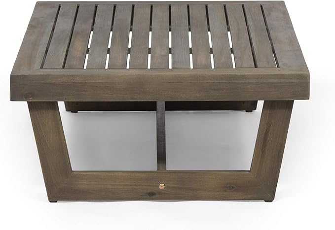 GDFStudio Outdoor Acacia Wood Coffee Table, Gray