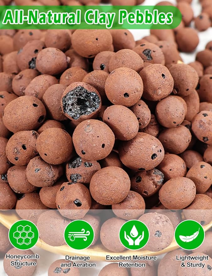 TOYPOPOR Leca Clay Pebbles for Plants, (10 Quarts) Leca Balls, Lightweight Clay Ball, Potting Mix Grow Media Used for Drainage, Decoration, Aquaponics, Hydroponics and Other Gardening Essentials