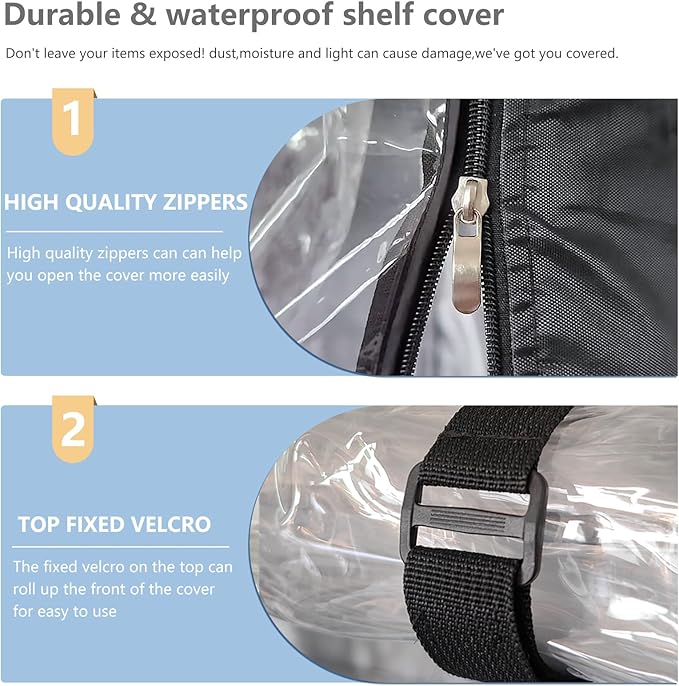 Waterproof Shelf Cover,Outdoor 600D Heavy Duty Dustproof Storage Shelves Cover,36''x16''x72'' Shelf Covers for Wire Shelving with Zippers,Storage Rack Covers with Clear Front