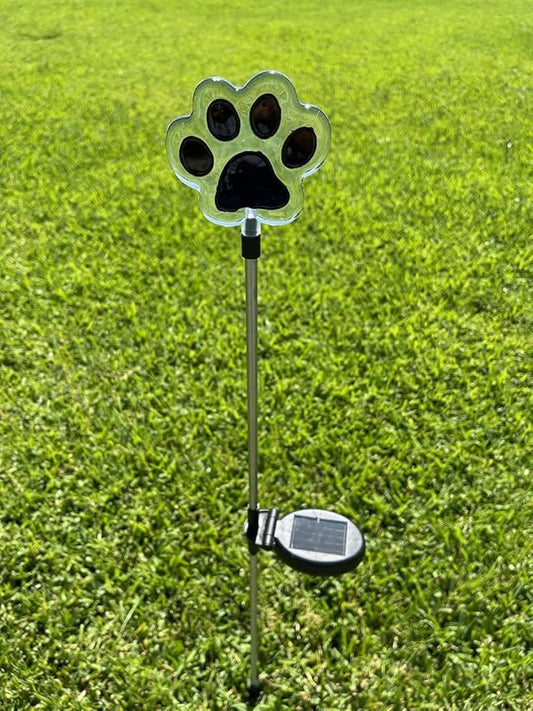 Solar Garden Stake Lights with Color Changing LED or Regular White LED Landscape Path Lights (Set of 2) (Dog Paw)