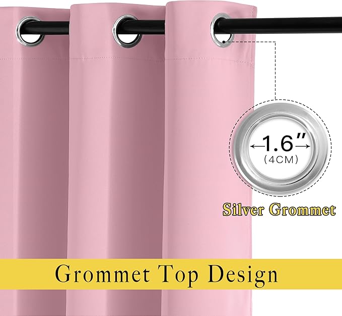 NICETOWN Bedroom Curtain Room Darkening Drapery 102 inches Length - Home Fashion Thermal Insulated Grommet Room Darkening Curtain for Living Room (Rouge Pink, 1 Panel, 52 x 102 inches)
