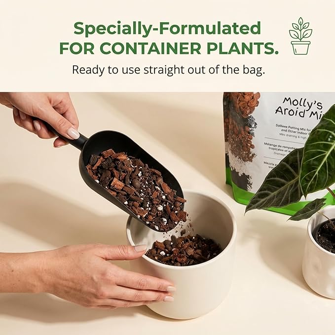 Molly's Aroid Mix - Premium Soilless Potting Mix for Houseplants - Fast Draining, Chunky & Easier to Water vs. Soil for Indoor Plants - with Bark, Coco Chips, Worm Castings, Mycorrhizae 3 Dry Quarts