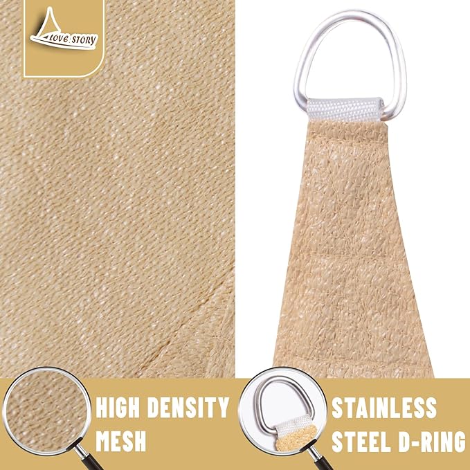 LOVE STORY Custom Size 9'x18'x20.1' Sand Sun Shade Sail Right Triangle Sunhsade Fabric Awning Canopy for Patio Backyard Carport Pergola (Customized)