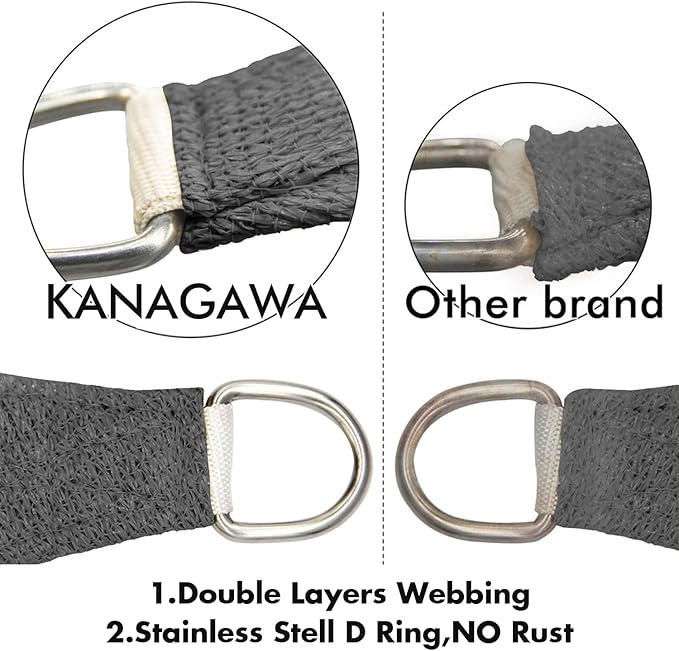 KANAGAWA 12'X14' Dark Gray Custom Size Sun Shade Sail Rectangle UV Block Canopy Cover for Patio Backyard Lawn Garden Outdoor (Customized Available)