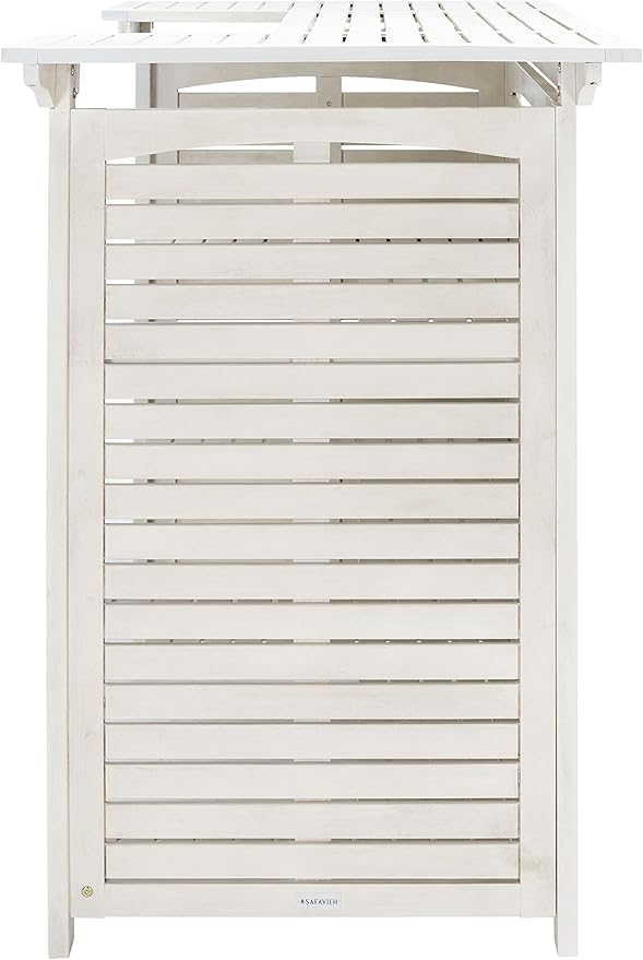 SAFAVIEH Outdoor Collection Monterey White Wash 3-Shelf Patio Bar Table