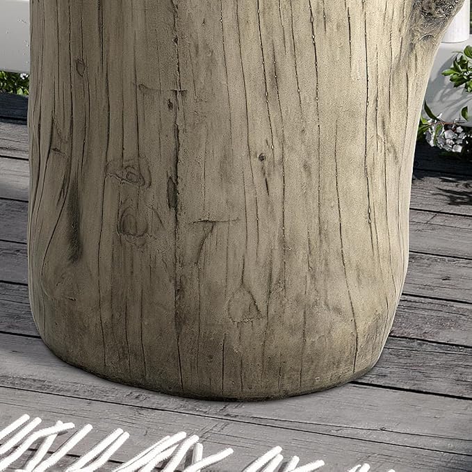 SUNBURY Outdoor Side Table Set of 2, Tree Stump Side Table Grey Colored Faux Wood, End Table Wood Stump Stool, Ottoman or Plant Stand, Deck or Garden