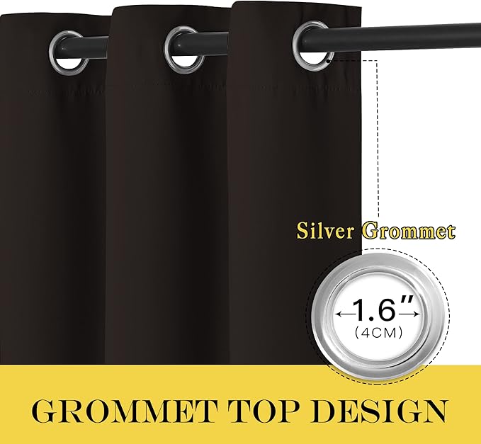 NICETOWN Blackout Curtain Drape for Bedroom - Light Reducing Thermal Insulated Solid Grommet Room Darkening Window Curtain 90 inches Long for Living Room (Toffee Brown, 1 Piece, W66 x L90)