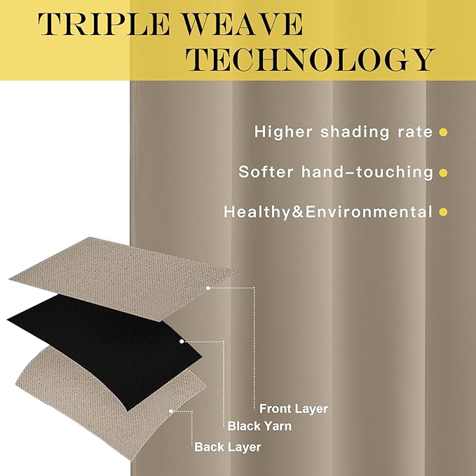 NICETOWN Blackout 84 inch Curtains for Sliding Glass Door, Grommet Thermal Insulated Room Darkening Window Treatment Sound Reducing Drapes for Room Divider, Taupe, 1 Panel, W100 x L84