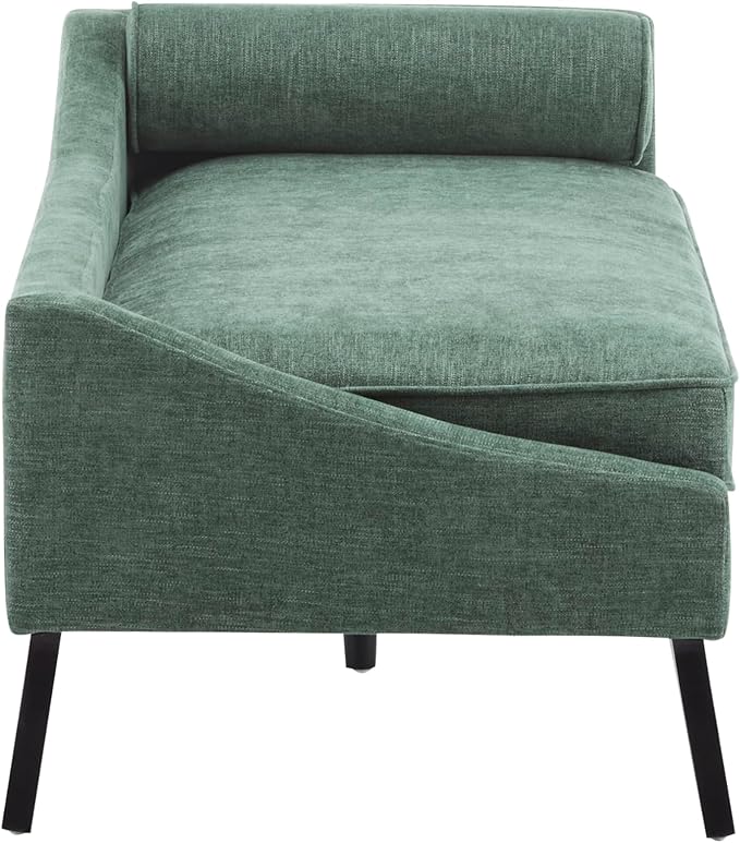 Christopher Knight Home Cagle Upholstered Loveseat Sofa with Splayed Legs, Birch Wood Frame Lounge Chair, Living Room Chaise Lounge Chair Indoor, Soft Lounge Sofa with Rolled Accent Pillow, Green
