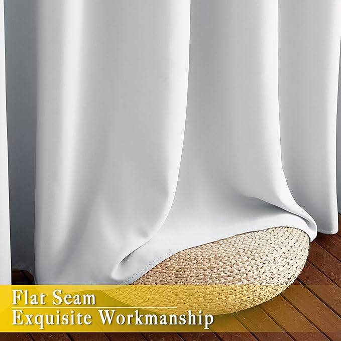 NICETOWN Patio Door Curtain 132 inches Long, Grommet Room Divider Curtain Panel Thermal Insulated Room Darkening for Bedroom, Greyish White, W80 x L132, 1 Panel
