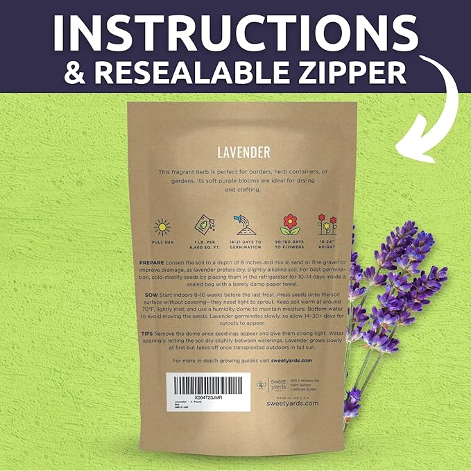 Lavender - Bulk 1 Pound Bag - 400,000 Flower Seeds for Planting - Lavandula angustifolia