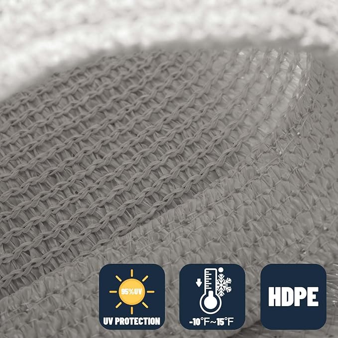 SUNNY GUARD Sun Shade Sail 16' X 16' Rectangle Silver Grey UV Block Sunshade for Backyard Yard Deck Patio Garden Outdoor Activities and Facility(We Make Custom Size)