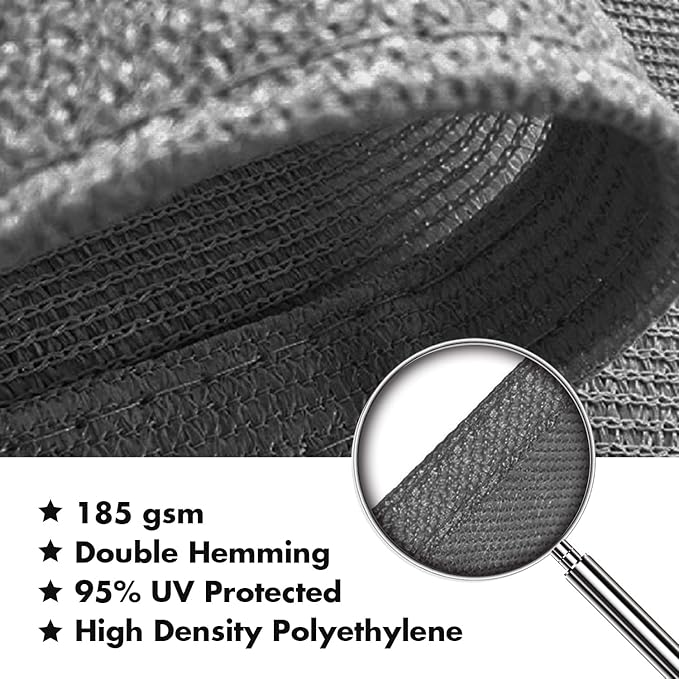 KANAGAWA 6'X10' Dark Gray Custom Size Sun Shade Sail Rectangle UV Block Canopy Cover for Patio Backyard Lawn Garden Outdoor (Customized Available)