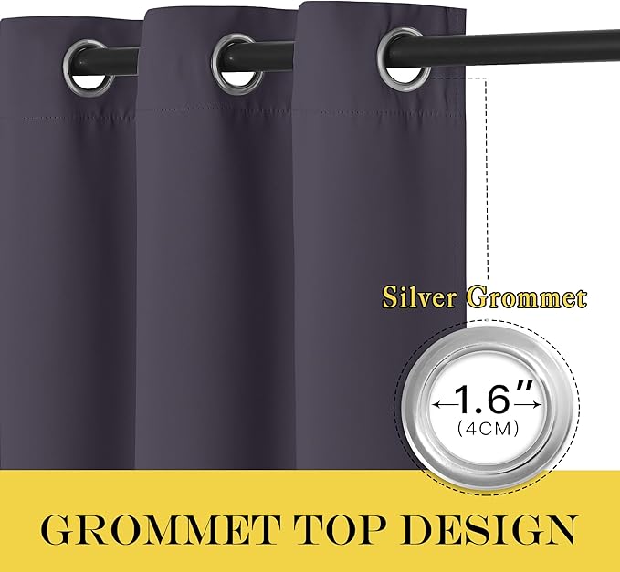 NICETOWN Blackout Curtains 54 Inches Long, Thermal Insulated Room Darkening Curtains for Bedroom, Window Treatment Drapes for Living Room Nursery (W66 x L54 Inch, Greyish Purple, 1 Panel)