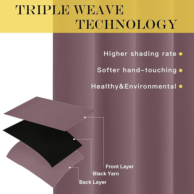 NICETOWN Blackout Dry Rose Curtain for Windows 84 inch Long - Thermal Insulated Solid Grommet Room Darkening Drape Sound Reducing for Bedroom/Living Room (1 Panel, W66 x L84)