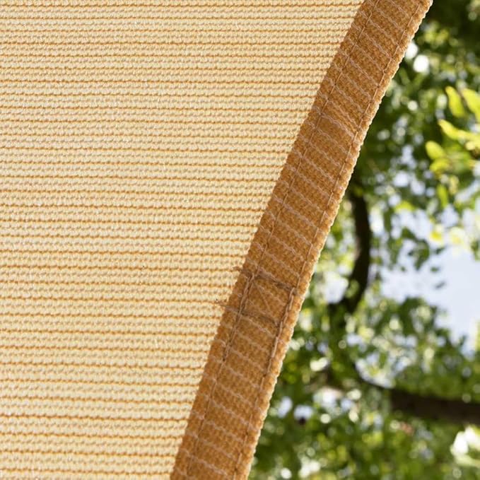 Amgo Custom Size 13' x 13' x 18.4' Beige Right Triangle Sun Shade Sail Order to Make Canopy Awning UPF50+ AGSLT, 95% UV Blockage, Water & Air Permeable, 200GSM Commercial Standard (We Customize)