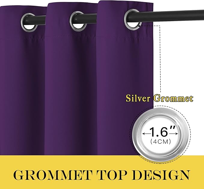 NICETOWN Blackout Curtains 84 Inch Length, Thermal Insulated Curtains for Bedroom Grommet Energy Saving Room Darkening Drapes for Living Room Window, 1 Panel, Royal Purple, 66" W x 102" L