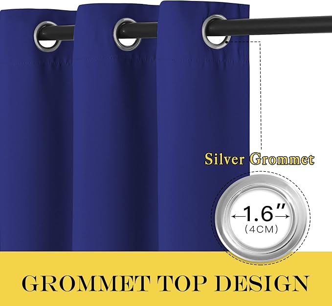NICETOWN Navy Blue Blackout Curtains 84 inch Length, Grommet Top Room Darkening Drapes for Bedroom Living Room, Light Blocking Window Covering for Privacy (W66 x L84 Inch, 1 Panel)