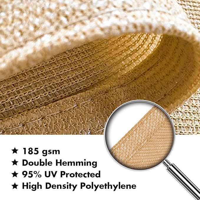 KANAGAWA 21'X24' Sand Custom Size Sun Shade Sail Rectangle UV Block Canopy Cover for Patio Backyard Lawn Garden Outdoor (Customized Available)