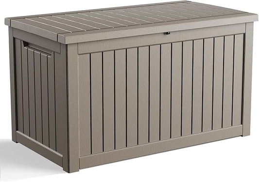 280 Gallon Outdoor Storage Box, Large Resin Deck Box for Patio Cushions, Garden Tools, Pool Accessories, Waterproof and Lockable Design, Storage Bench for Backyard & Deck(Gray)