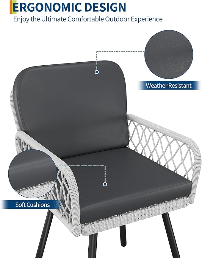 GarveeLife 7 Piece Patio Dining Set, Outdoor All-Weather Wicker Furniture with Table, Patio Conversation Sets with Cushions for Balcony, Garden, Sunroom, Porch