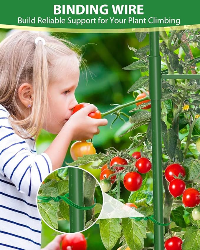 8 Pack Tomato Cages for Garden, 51in*13in Adjustable Tomatoes Plant Stakes Support Cages Trellis, Garden Trellis for Vegetable Flowers Fruits Climbing Plants- 20 Binding Wires Included
