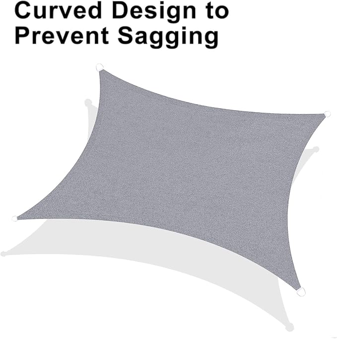 LOVE STORY Custom Size 4'x4' Silver Grey Sun Shade Sail Rectangle UV Block Canopy Patio Sail Sunshades Fabric for Outdoor Garden Carport (We Make Custom Size)
