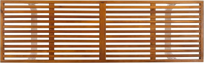 SAFAVIEH Outdoor Patio Furniture Heather Natural Brown Solid Wood & White Legs 60-inch Steel Bench