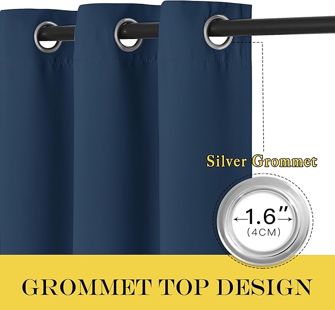 NICETOWN Room Darkening Curtain for Living Room - Energy Saving Thermal Insulated Grommet Room Darkening Curtain/Drape for Bedroom (1 Panel, 46 by 72, Moroccan Blue)