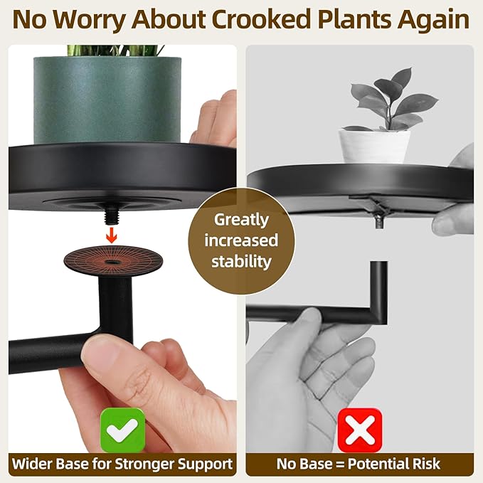 Rotating Window Plant Shelves with Adjustable Knobs, 3 Tiers Metal Wall Shelf for Plants Indoor, Sturdy Hanging Plant Holder, Window Wall Decor & Gardening Gifts (Black)