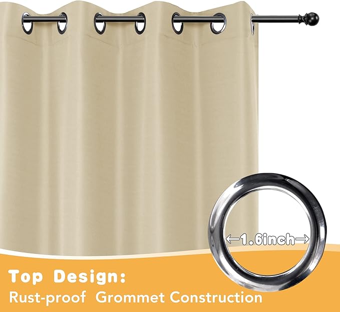 HolidayIdeas Outdoor Curtains for Patio Waterproof, 4 Panels - 84 x 84 Inch - Privacy Protection & Light Filtering Curtains Grommet Outside Curtains for Porch, Gazebo, Pergola, Backyard (Cream)