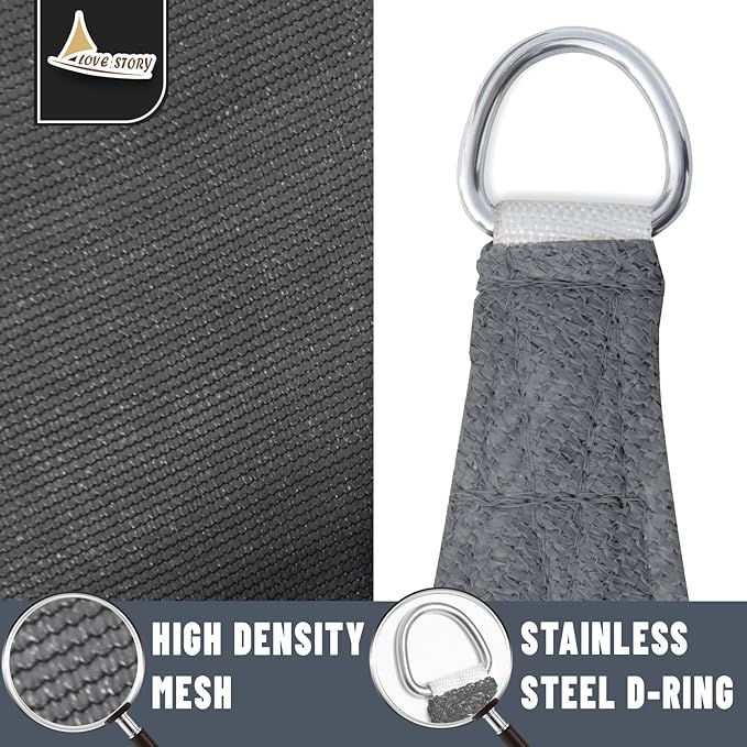 LOVE STORY Custom Size 6'x12'x13.4' Dark Grey Sun Shade Sail Right Triangle Sunshade Fabric Awning Canopy for Patio Backyard Carport Pergola (Customized)