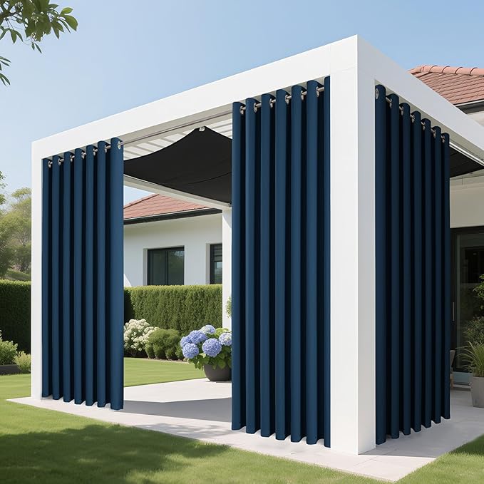 Joydeco Blackout Patio Sliding Door Curtains 90 Inches Long, Grommet Privacy Room Divider Curtains, Extra Wide Thermal Blackout Drapes for Bedroom Living Room (Navy Blue, 60Wx90L, 1 Panel)