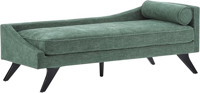 Christopher Knight Home Cagle Upholstered Loveseat Sofa with Splayed Legs, Birch Wood Frame Lounge Chair, Living Room Chaise Lounge Chair Indoor, Soft Lounge Sofa with Rolled Accent Pillow, Green