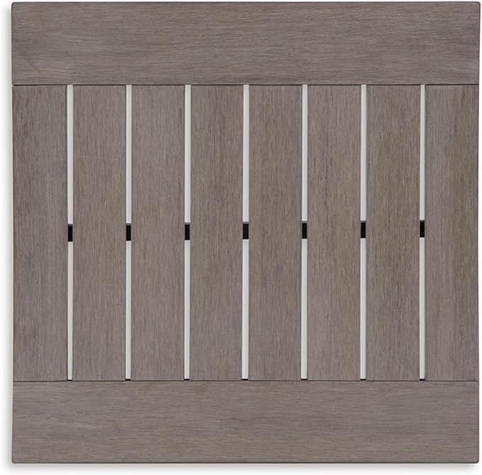 Signature Design by Ashley Hillside Barn Casual Outdoor Weatherwood Resin Polymer End Table with Slatted Tabletop, Brown