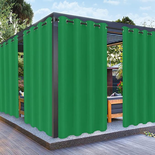 PureFit Outdoor Curtains for Patio Waterproof Weatherproof, UV Resistant Outside Curtains for Gazebo, Front Porch, Pergola, Sun Blocking Privacy Curtain, 52W x 120L inch, 1 Panel, Green