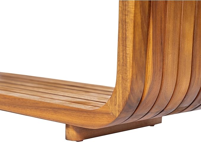 Christopher Knight Home Bruno Durable Acacia Wood Outdoor Coffee Table with Hollowed-Out Design, Slatted Patio Side Table, Versatile Patio Outdoor Furniture, No Assembly Needed, Teak