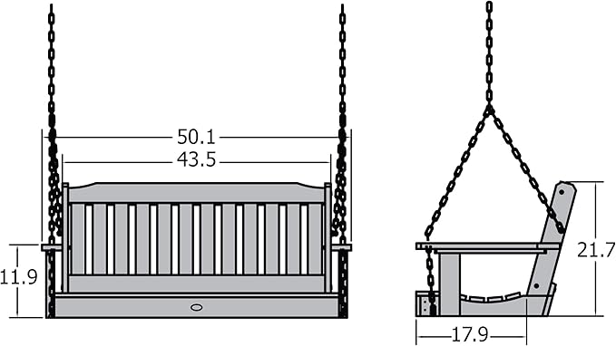 Highwood Lehigh Porch Swing, 4 Feet, Federal Blue