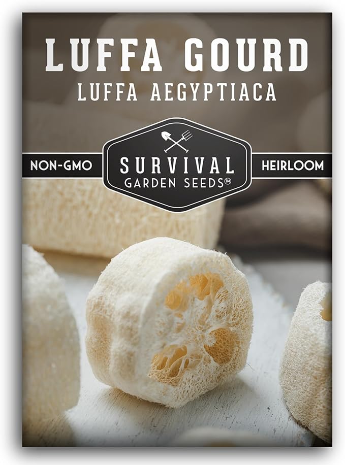 Survival Garden Seeds - Luffa or Loofah Seed for Planting - 1 Packet with Instructions to Plant and Grow Ornamental Gourds in Your Home Vegetable Garden - Non-GMO Heirloom Variety